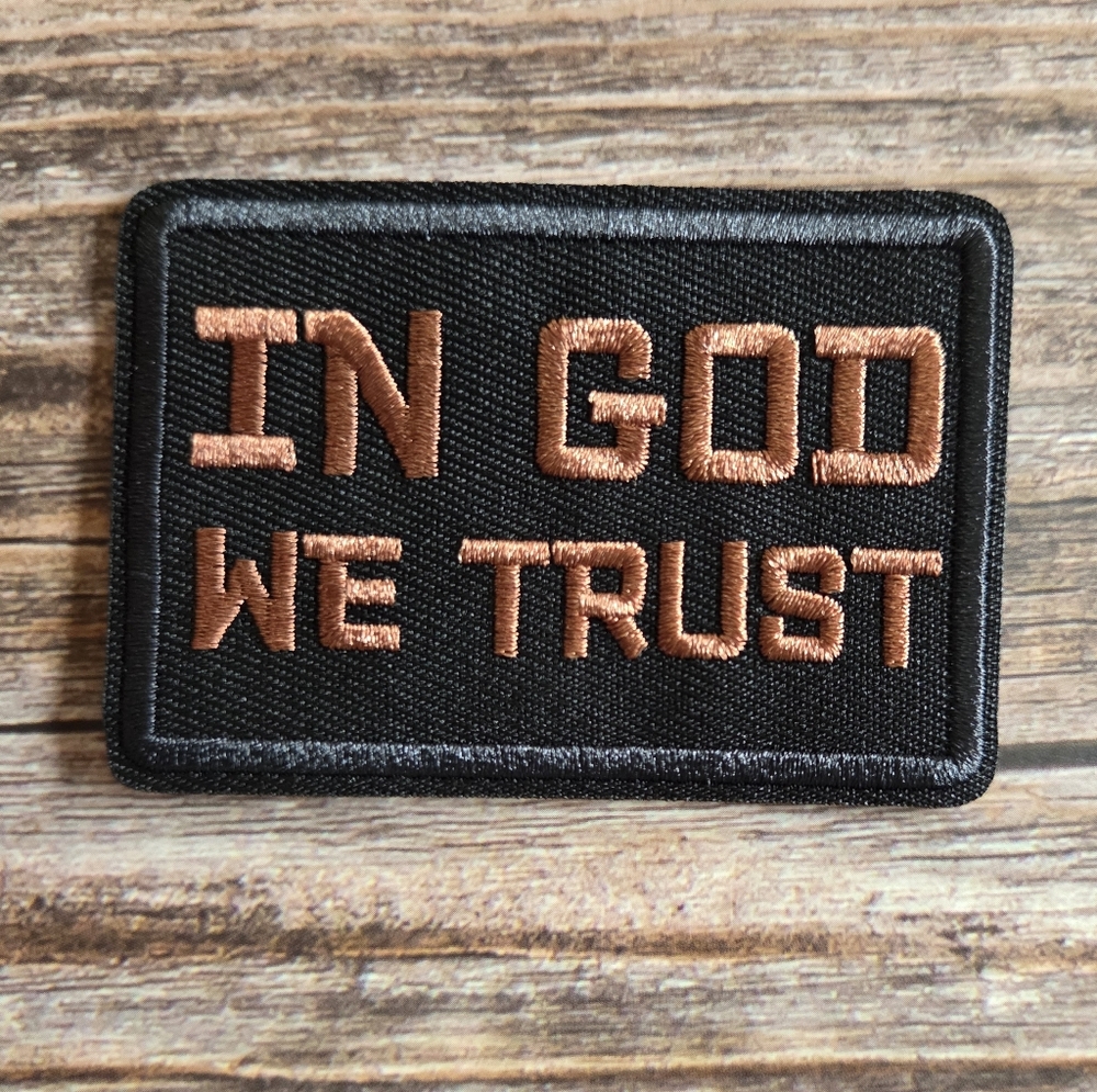 In God We Trust Christian Catholic America First Usa Brown Iron on Patch